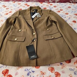 White House Black Market Women's Camel Tailored Blazer with Gold Buttons